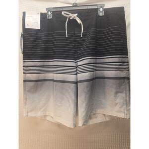 Goodfellow & Co men Swim Shorts Sz 42 Trunks Boardshorts Stripe Black 10" Inseam